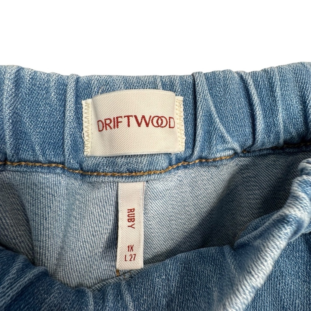 Driftwood Womens Jeans Ruby 1X L27 Pull On Relaxed Indigo Floral Embroidered C29 - Picture 3 of 12